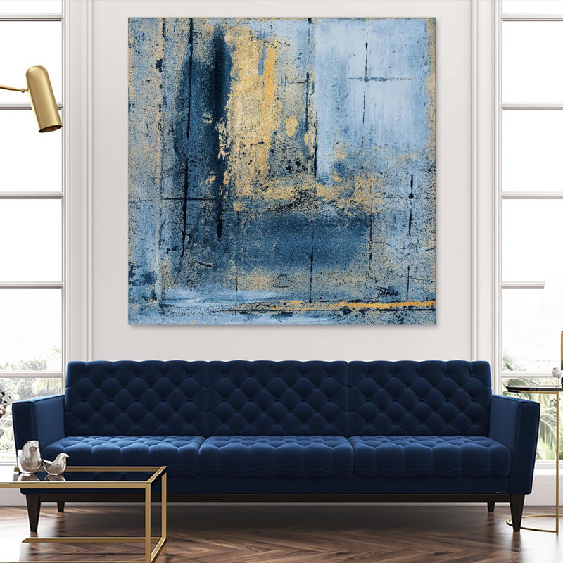 «Golden Blues I», reproduction d'art sur toile géante 84 po x 84 po, H 84 po x l 84 po x P 1,5 po