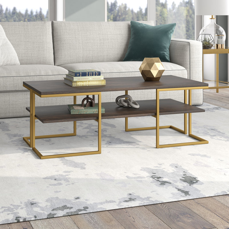 Pike Single Coffee Table, Brass