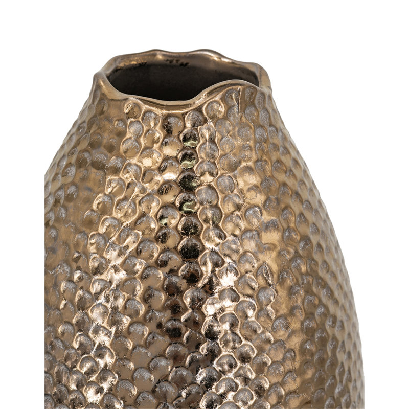 Vase en céramique 7,1 x 7,1 x 13,8 po avec finition bronze texturée