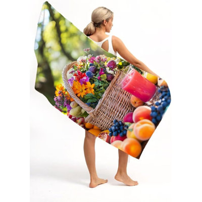 Fruit en microfibre surdimensionnée, serviette de plage légère, très grande fleur, serviettes de sable minces, voyage, piscine, yoga, camping, adultes, hommes, plage, accessoires de plage, accessoires, cadeau de vacances, 50 x 60 po