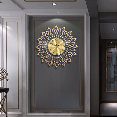 Horloge murale exquise en fer, mouvement à quartz élégant pour le décor du salon