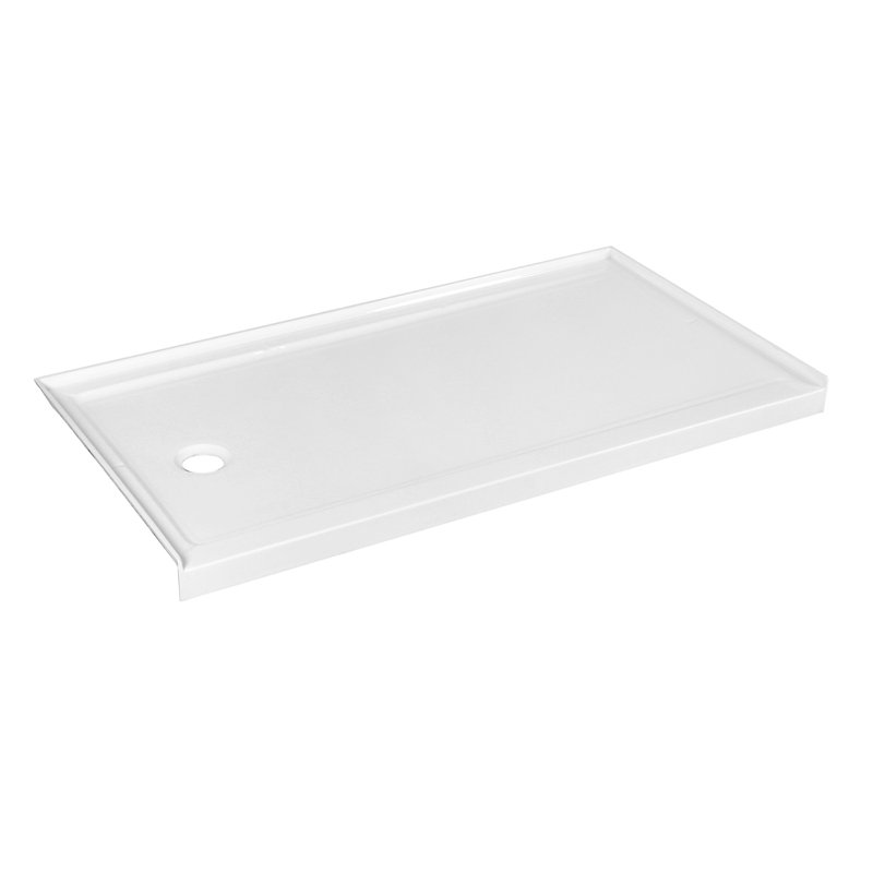 Base de douche anti-dérapante en acrylique à simple seuil avec drain à gauche 60 po x 32 po Kingston Brass Barbuda, Gauche