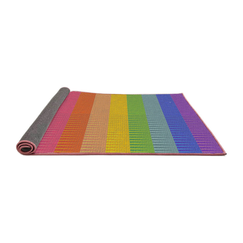 Tapis abstrait rose / rouge / brun, Carré de 6 pi