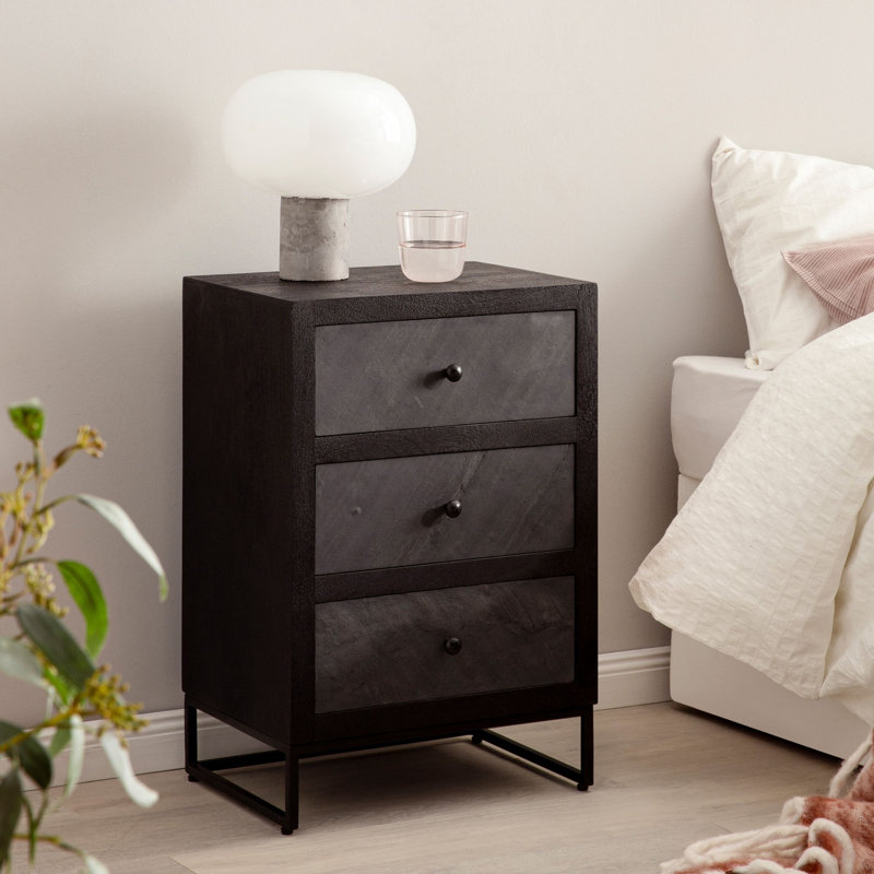 Stankiewicz Solid Wood Bedside Table, Black