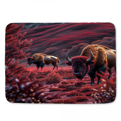 Bison In Red Landscape Bath Mat