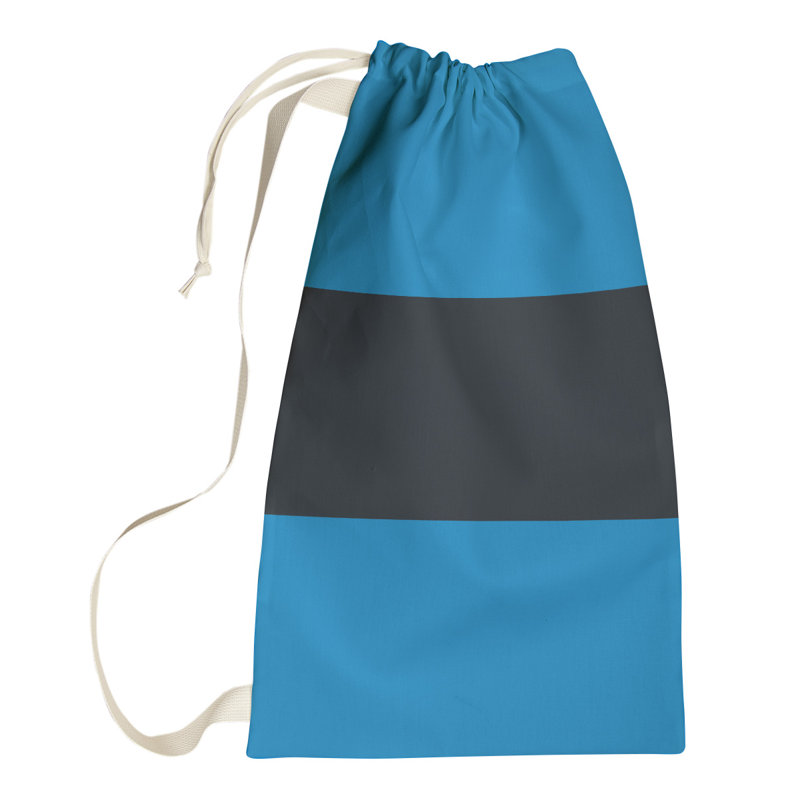 Boston Fabric Laundry Bag with Handles, Small (29" H x 18" W), Blue/Black