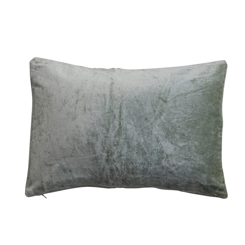 Cotton Velvet Lumbar Pillow With Beaded Design