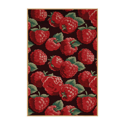 Washable Raspberry Red Fruits Area Rug