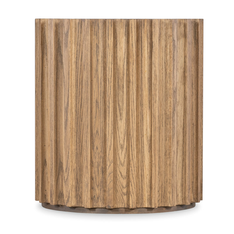 Axle 20-Inch Round Oak and Metal Side Table