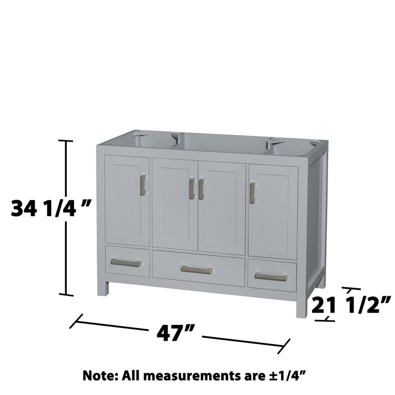 Sheffield 48" Single Bathroom Vanity Base Only, Gray