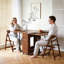 150cm Walnut Folding Dining Table with Casters, Wood Top and 2 Drawers, Frame
