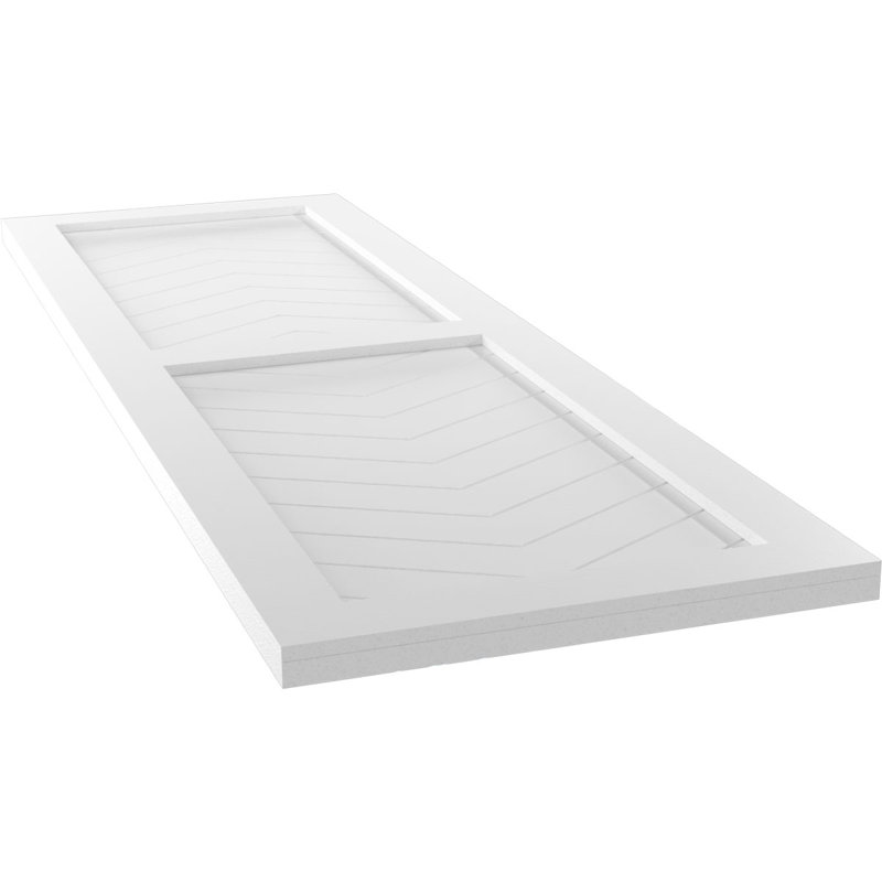 True Fit PVC Two Panel Chevron Modern Style Fixed Mount Shutters, 15", White, 60"
