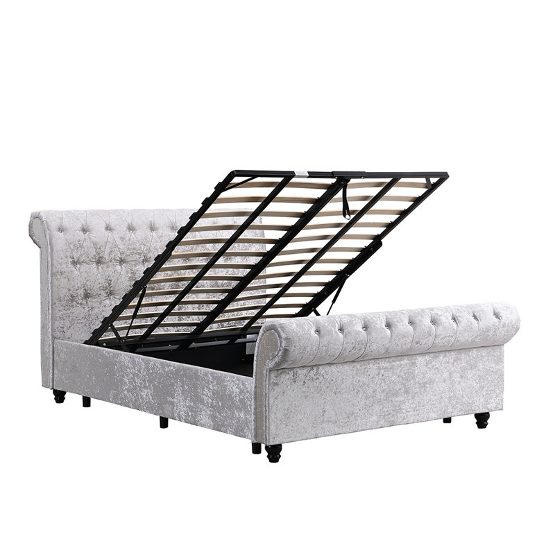 Lit avec rangement Hartfried, Argent, Grand