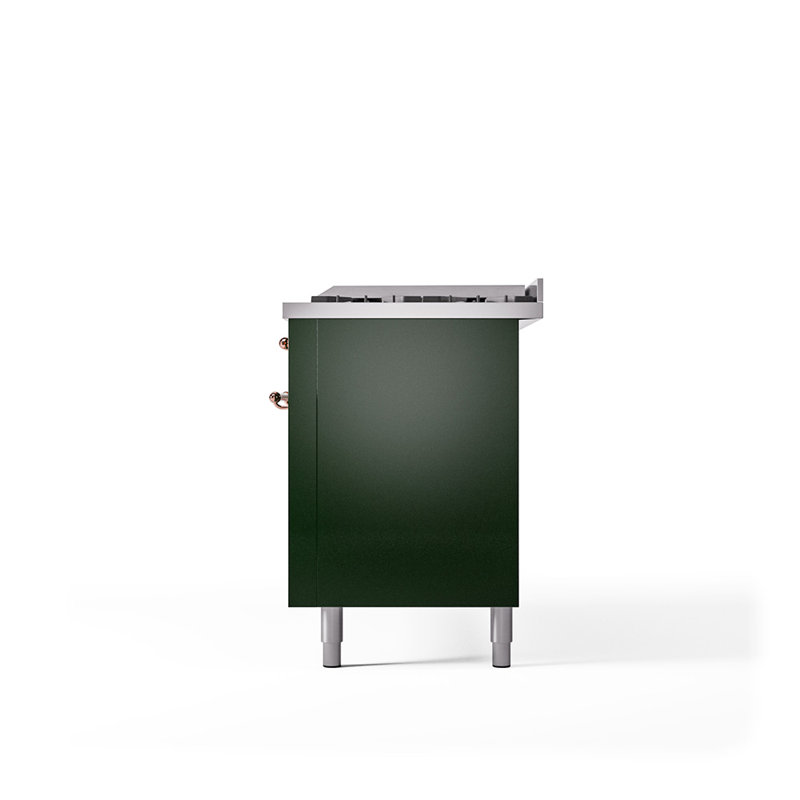 ILVE Nostalgie II 60 Dual Fuel Range, 9 Burners, Griddle, Liquid Propane, Emerald Green/Copper
