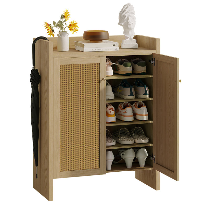 Armoire à chaussures 42,5 po en rotin avec portes