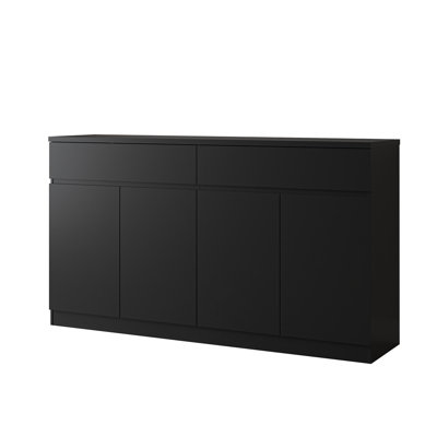 Grande armoire de rangement avec 2 tiroirs et 4 portes, table basse en bois
