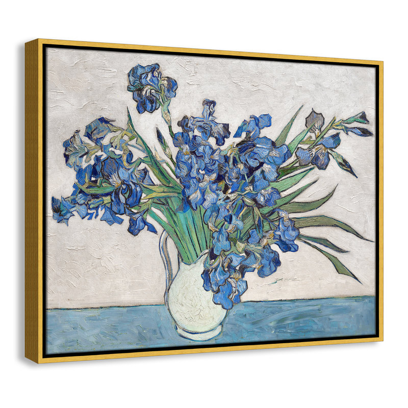 Imprimé iris bleu par Vincent Van Gogh, H 29,5 po x l 23,5 po, Cadre flottant doré, Pas de tapis