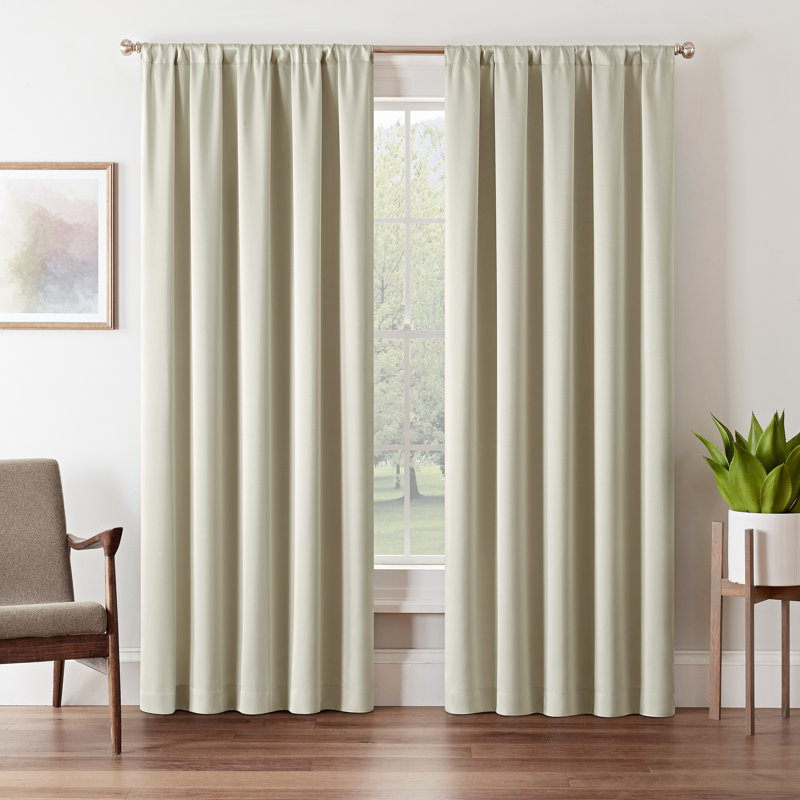 Tricia Solid Curtain Panel, Room Darkening Rod Pocket Curtain Thermapanel (1 Panel), Stone, 52" W x 95" L