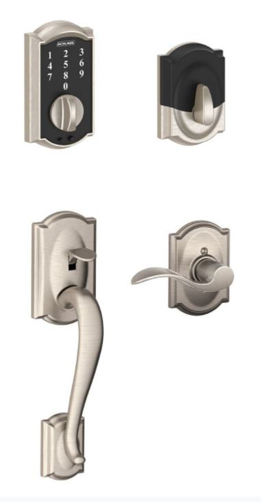 Accent Electronic Door Lever with Camelot Rosette