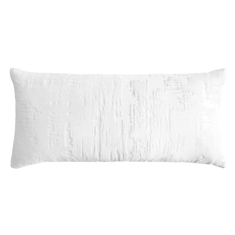 Brush Stroke Lumbar Pillow Cover & Insert, White, Rectangle 12"H x 24"W