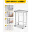 Table de travail robuste en acier inoxydable certifié NSF, usage commercial intensif - Base ouverte - Plateau antirouille facile à nettoyer - 45,7 x 81,3 x 88,9 cm - Avec roulettes