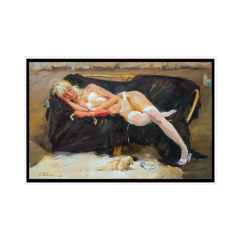 Sleeping Woman by Igor Zhuk - Painting on Canvas, 101.6 cm H x 66.04 cm W, White Floater Frame