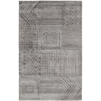 Tapis gris touffeté à la main Elington