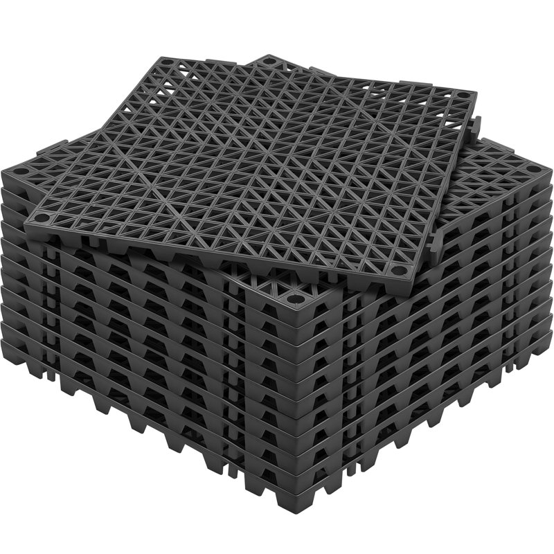 Black 12'' x 12'' PVC Interlocking Drainage Floor Tiles