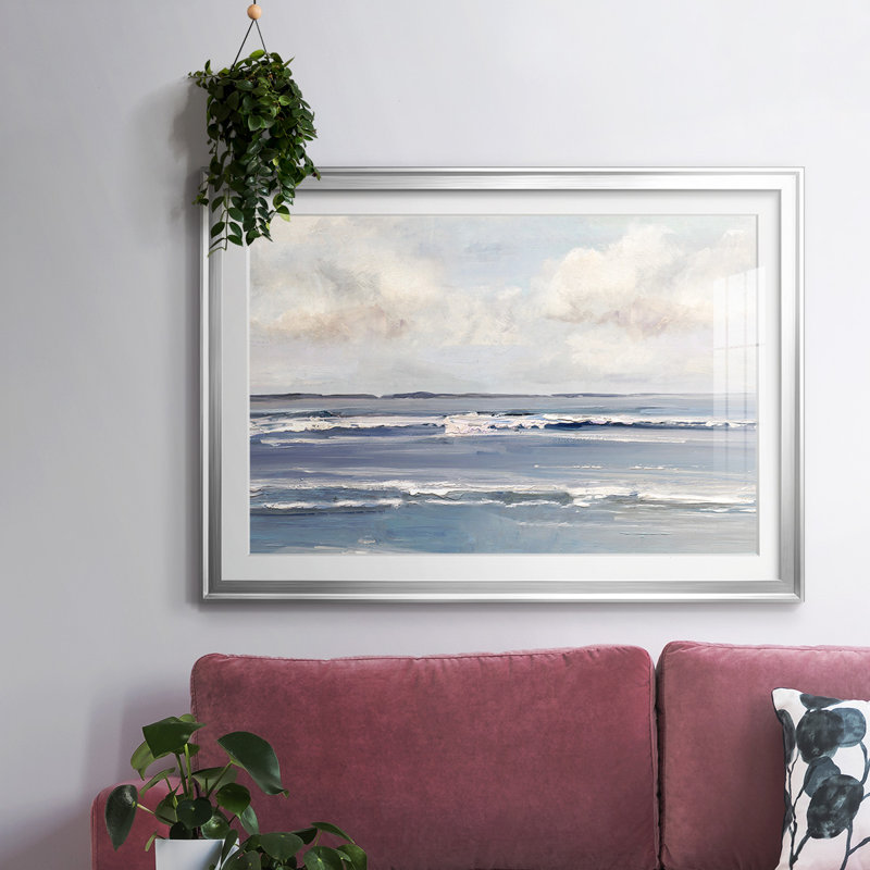 Serene Seascape, reproduction d'art encadrée, Argent, H 27 po x l 39 po x P 1,5 po