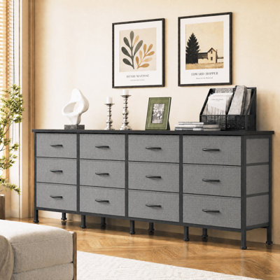 Commode 12 tiroirs, grande commode de rangement / meuble télé pour téléviseur de 65 à 80 po