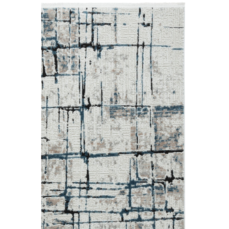 Tapis beige / bleu noir Mila 292, Rectangle 5 pi x 7 pi