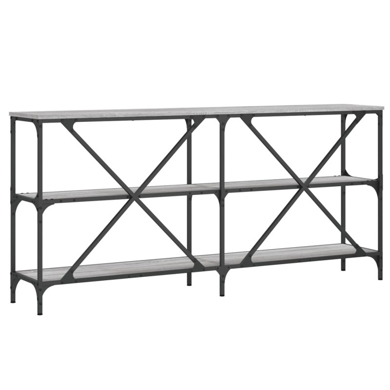Borough Wharf Console Table Engineered Wood And Iron, Grey Sonoma, 75cm H x 180cm W x 30cm D