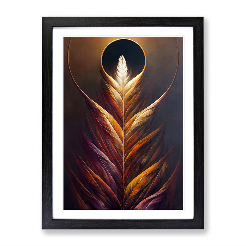 Mystical Feather - Single Picture Frame Print, 64cm H x 46cm W x 2cm D, Black