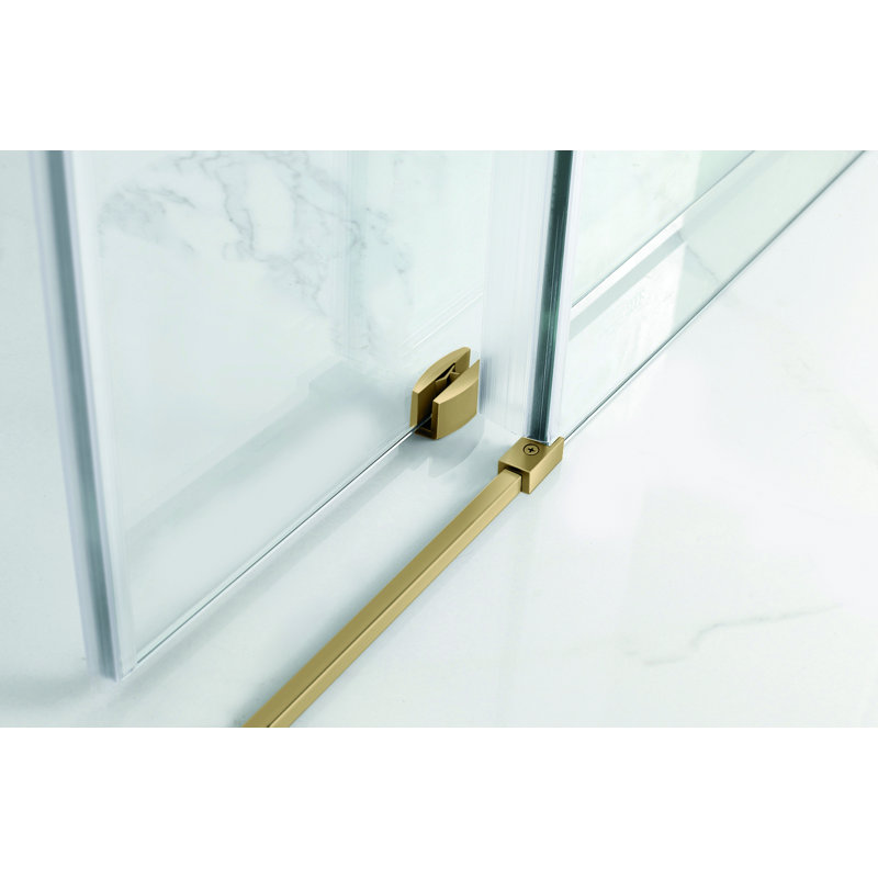 Langham XL 60" W x 80" H Frameless Rectangle Sliding Shower Enclosure with Fixed Panel, Brushed Gold
