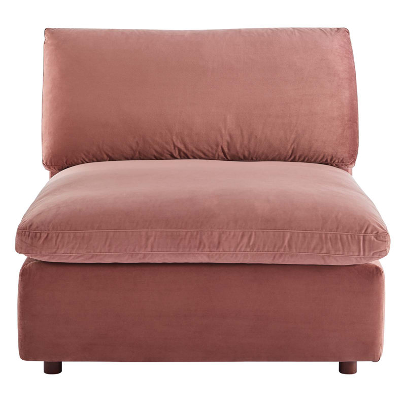 Chaise sans accoudoirs en velours rembourré Commix, Velours vieux rose