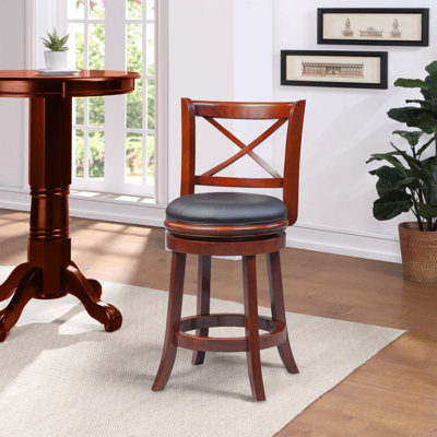 Westerfield Swivel Upholstered Counter Stool with Solid Wood Frame