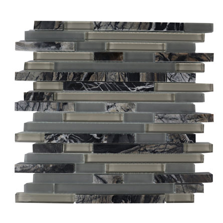 Muni 12" x 12" Random Sized Beveled Glass Linear Mosaic Wall Tile