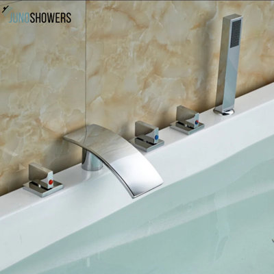 Juno Maceió Bathtub Faucet With Hand Shower In Chrome Finish