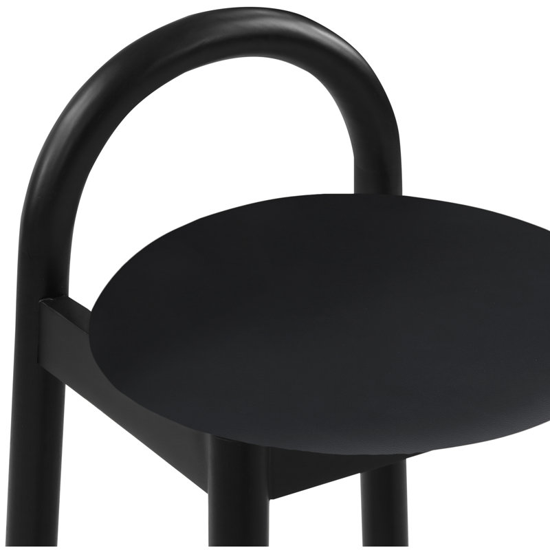 Calvin 27" Counter Bar Stool, Black Vegan Leather, Black