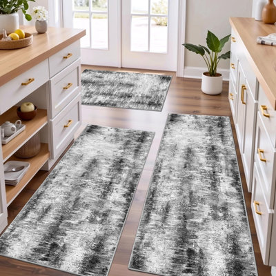 Ensemble de tapis de cuisine 100% antidérapants de 3 tapis de cuisine lavables pour tapis de couloir de cuisine abstrait