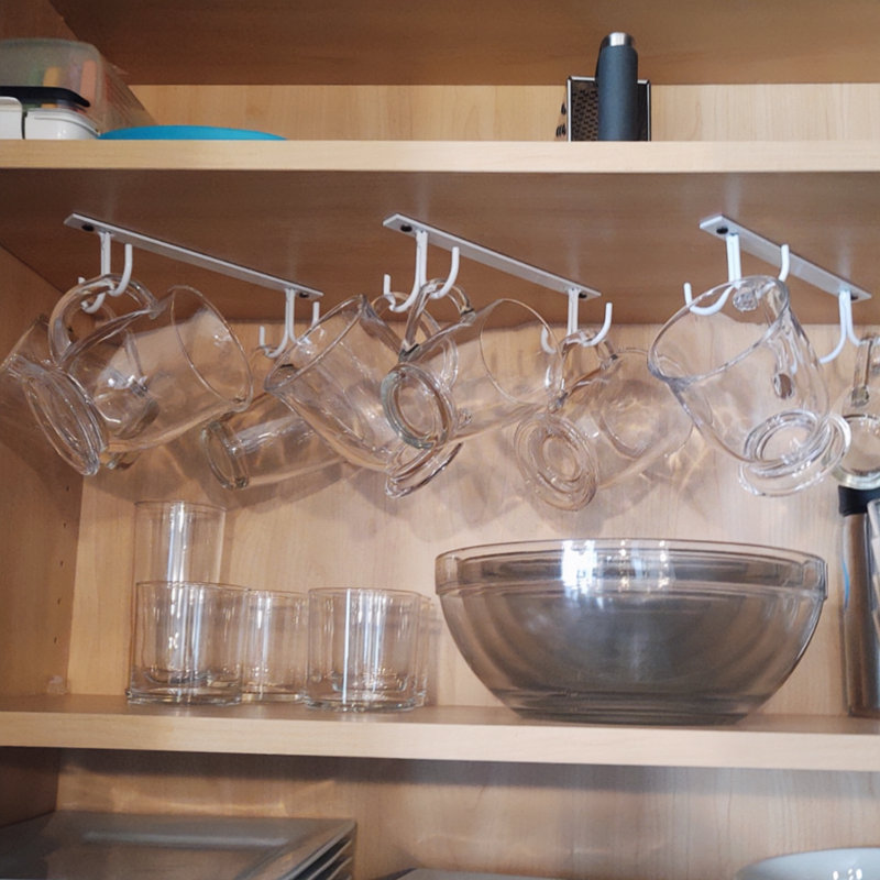 Organisateur de tasse à café / crochets à tasse sous l'armoire, 12 porte-gobelets , Blanc