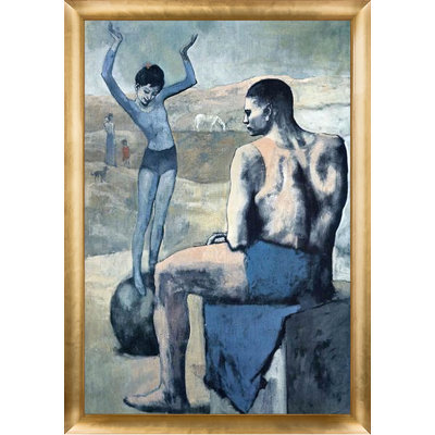 «Girl on the ball» par Pablo Picasso - peinture sur toile à cadre flottant