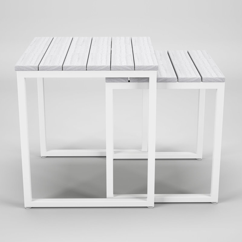 Nseting Outdoor Patio Side Table, Cream