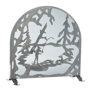 Fly Fishing Creek Single Panel Fireplace Screen