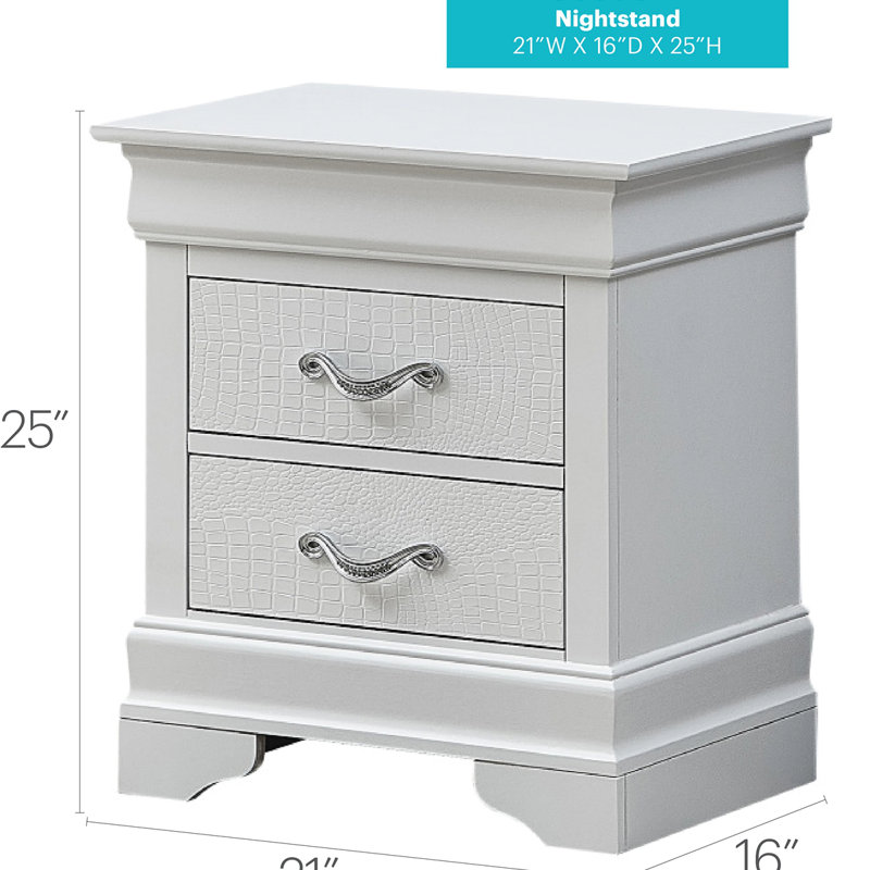 Elegant Transitional Nightstand In Champagne, White 1