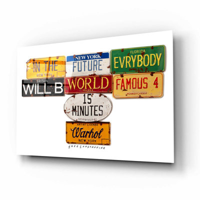 Red Barrel Studio® «Warhol Everybody Famous» par Gregory Constantine, art mural en verre acrylique