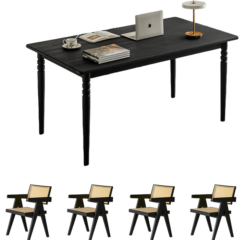 Ensemble de salle à manger rétro en bois massif minimaliste, H 29,5 po x L 55,1 po x l 31,5 po