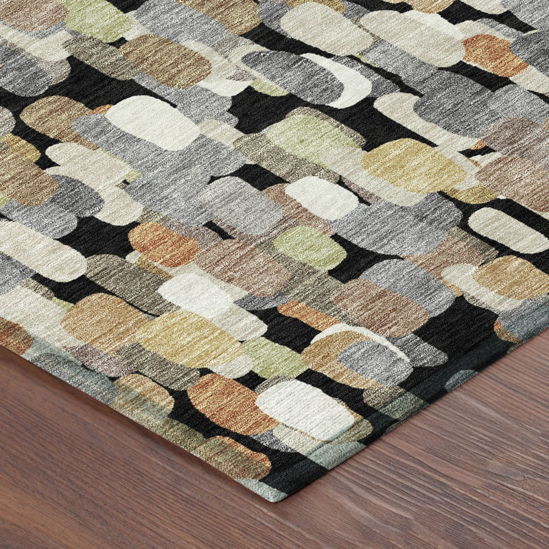Machine Washable Indoor/Outdoor Chantille ACN2451 Casual Rug, 3' x 5', Black