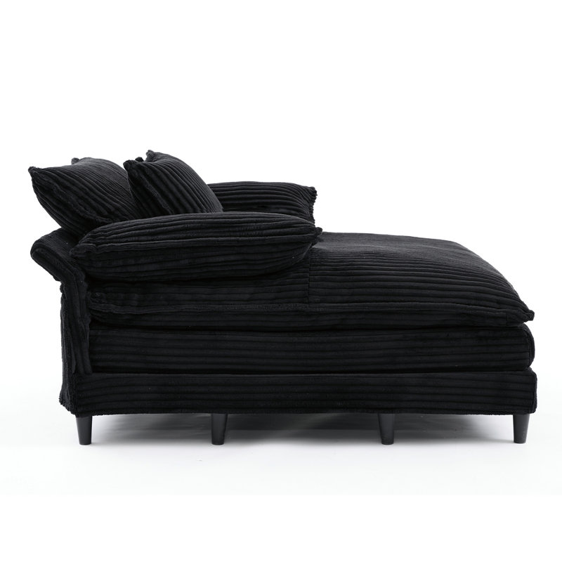 54.75" W Oversized Chaise Lounge Chair, Black