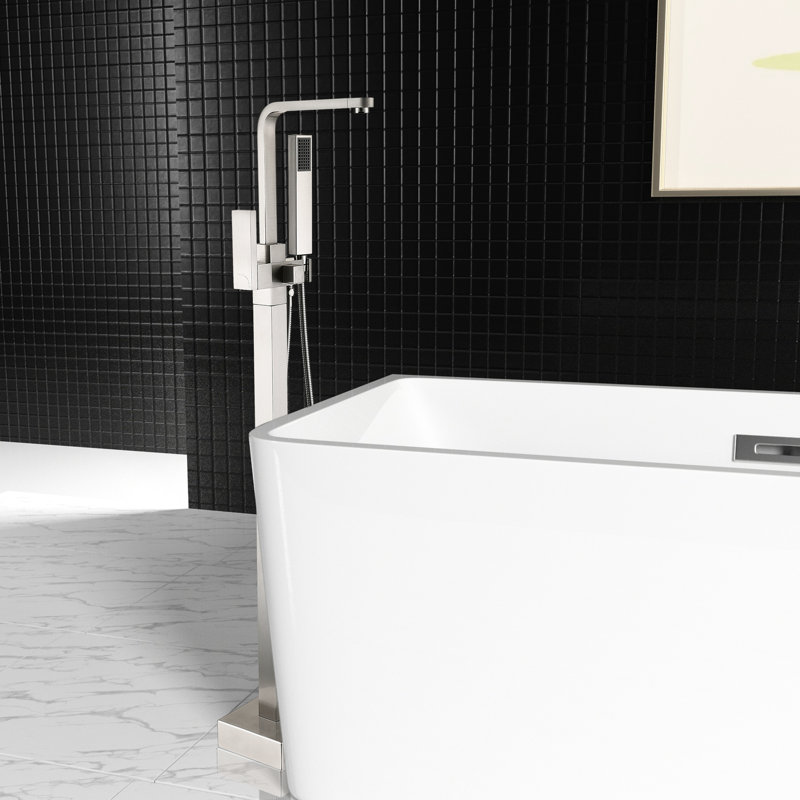 Brushed Nickel Freestanding Bathtub Faucet With Hand Shower, Made Metal For A Stylish Bath Shower Crafted Solid Luxurious Time